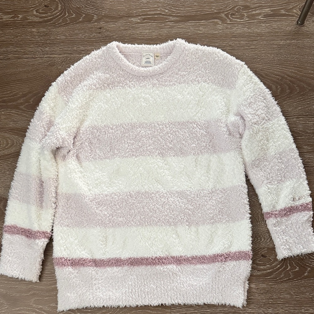 Cozy Striped Women's Sweater - Pink and White